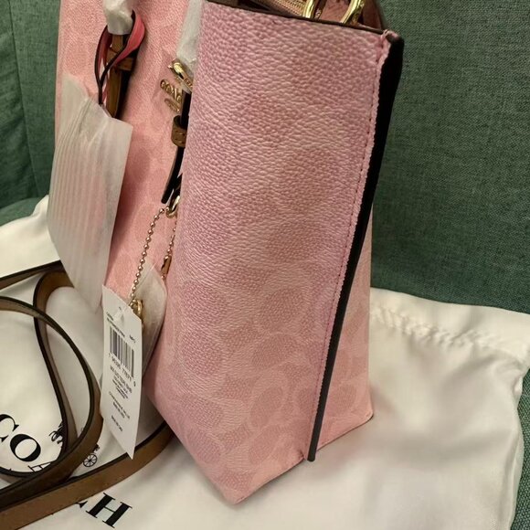 NWT Coach Mollie Tote Bag 25 In Signature Powder Pink CER24 - Picture 3 of 8